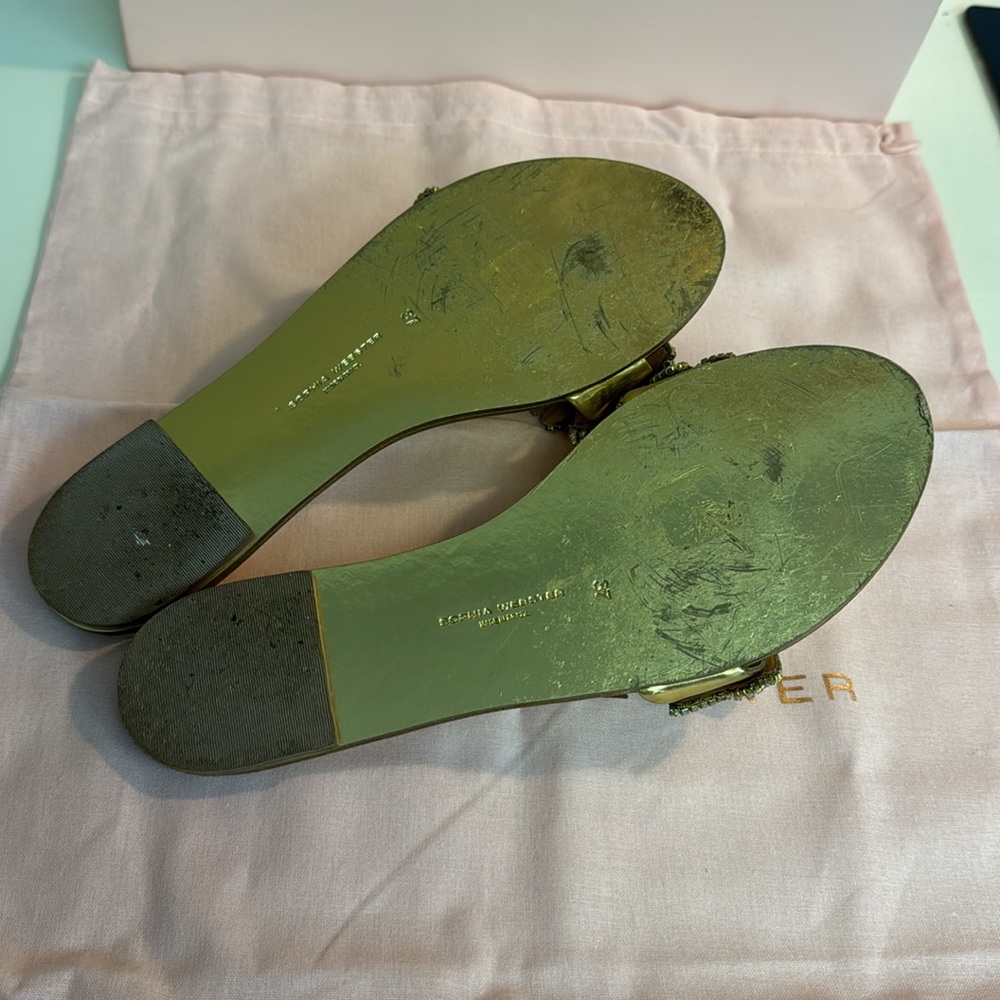 Sophia Webster Lilico Gold Crystal Slides Sandals-worn once size 7 original box - Picture 7 of 12
